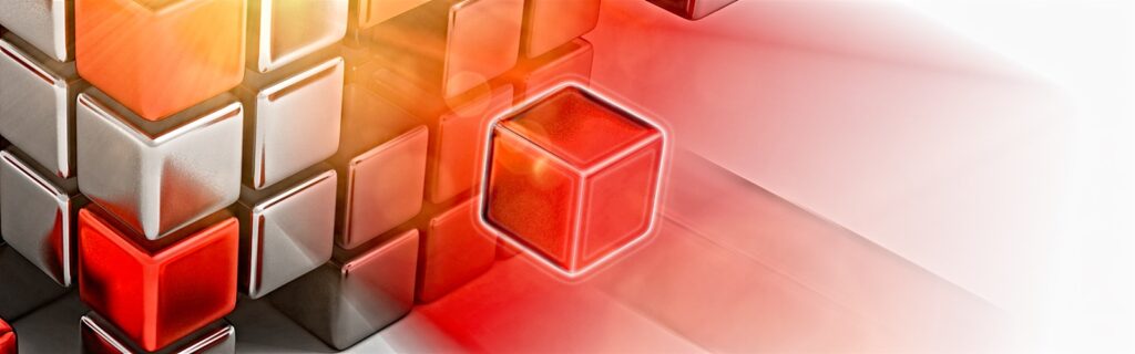 Smaller cubes coming together into a larger cube